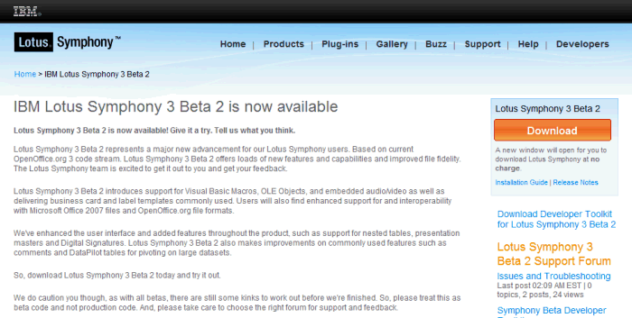 Image:Disponibile la beta di IBM Lotus Symphony 3