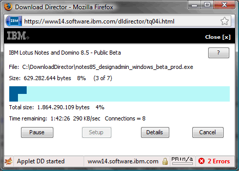 Image:Disponibili Domino e Notes 8.5 beta pubblica