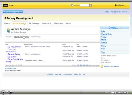Image:Lotus Quickr Template Demo: QSurvey