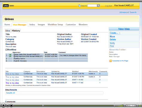 Image:Lotus Quickr Template demo: QIdeas