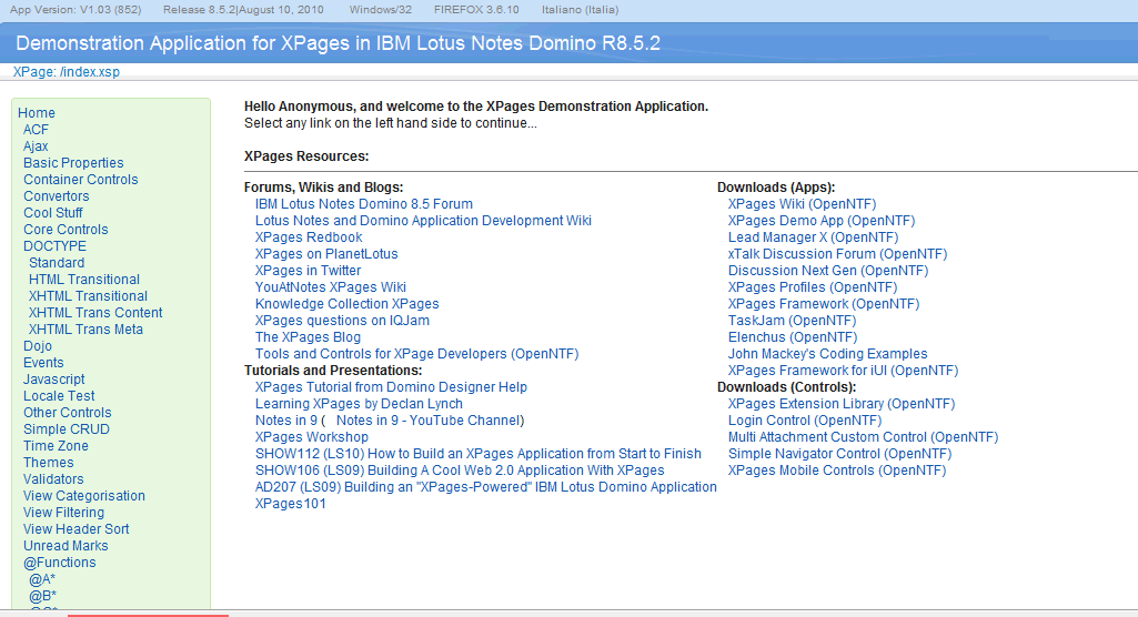 Image:Applicazione dimostrativa delle Xpages - OpenNTF