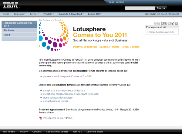 Image:Disponibili le presentazioni dei Lotusphere Comes To You 2011