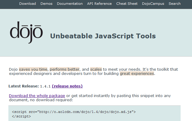 Image:Dojo toolkit 1.4.1 - Nuovo layout del sito web