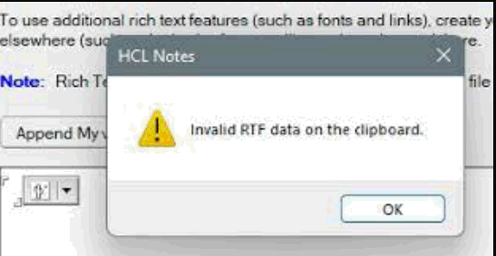 Image:Invalid RTF data on the clipboard - 12.0.2