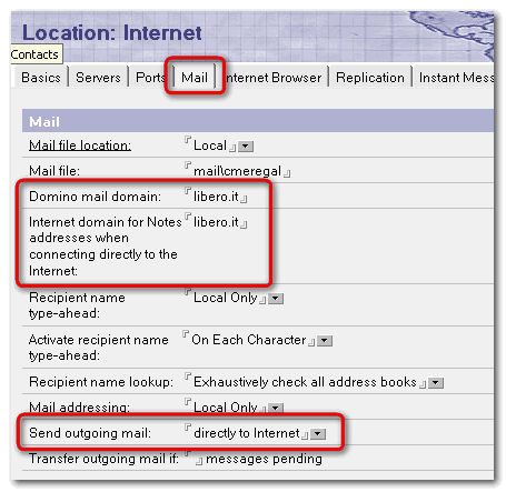 Image:Configurazione Account POP3 e SMTP su Notes