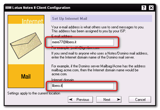 Image:Configurazione Account POP3 e SMTP su Notes