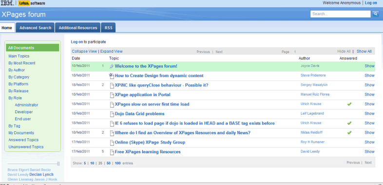 Image:Nuovo Forum dedicato agli sviluppatori Xpages