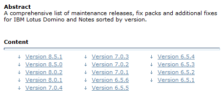Image:Tutti gli aggiornamenti ed i FixPack per Lotus Notes e Domino